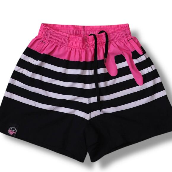 Kinda Fit Kinda Fat Pink Drip Striped Quick Dry Athletic Board Shorts‎ M - Picture 1 of 9